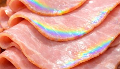 Pulled deli ham from the fridge and noticed a rainbow-like shine on the slices.