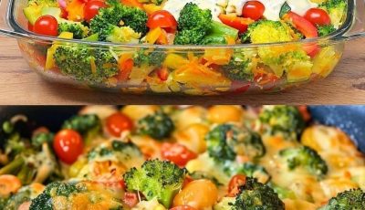 Creamy Baked Broccoli with Tomatoes and Kale