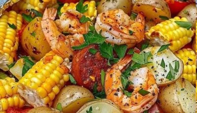 Shrimp, Corn, Potatoes & Smoked Sausage Foil Pack