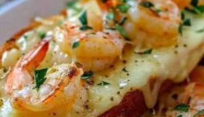 Cheesy Garlic Bread Shrimp Grilled cheese