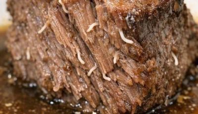 Pulled my beef roast out of the slow cooker and saw these weird white stringy things poking out of the meat